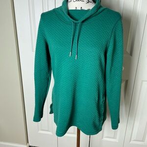 L.L.Bean SoftLight Quilted Funnelneck Pullover Size Small Emerald Spruce Green